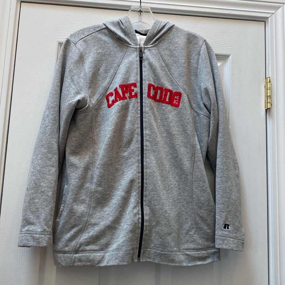 Russell Athletic Light Gray Full Zip Cape Cod (MA) Hoodie, Size Women's M